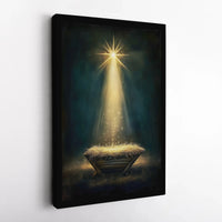 Star of Bethlehem Christmas Wall Art Canvas, Nativity Manger Canvas Print, Religious Holiday Holy Family Decor, Christian Home Present Art