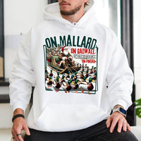 Santa Sleigh Mallard Duck Sweatshirt, Duck Hunting Christmas Hoodie, Humorous Waterfowl Hunter Pullover, Winter Hunting Graphic Hoodie