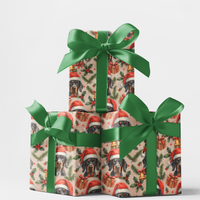 Santa Hat Dog Gift Wrap Paper, Coonhound Christmas Wrapping Paper, Festive Hound Wrapping Paper, Dog Lover Holiday Wrap, Xmas Present Wrap