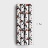 Dirt Bike Santa Tricks Gift Wrap, Motocross Santa Christmas Wrapping Paper, Winter Motorcycle Wrapping Paper, Biker Holiday Gift Wrap