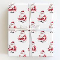 Naughty or Nice List Christmas Gift Wrap, Watercolor Santa Claus Wrapping Paper, Retro Santa Holiday Wrapping Paper, Xmas Present Wrap Roll