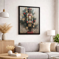 Christmas Tree Wall Art Canvas, Nutcracker Soldier Canvas Print, Impressionist Holiday Canvas Art, Festive Winter Wall Decor, Xmas Home Present