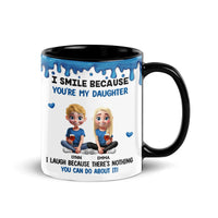 Personalized Cartoon Sisters Blue Paint Drip Mug, Humorous Daughter Ceramic Mug, Humorous Coffee Cup, Birthday Christmas Present from Parents