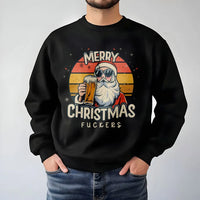 Sarcastic Christmas Drinking Sweatshirt, Humorous Santa Sweatshirt, Offensive Xmas Holiday Crewneck, Humor Santa Drinking Sweater, Party Present