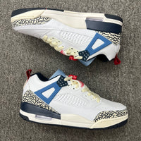 Low Top Basketball Shoes, Blue White Red Colorway, Lace Up Design, Casual Gift for Shoe Lovers