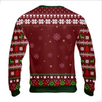 Candy Cane Holiday Sweater, Ho Ho Ho Ugly Christmas Sweater, Reindeer Paw Print Ugly Sweater, Humorous Dog Lover Xmas Crewneck Sweater