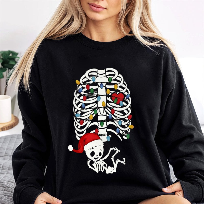 Maternity Holiday Sweatshirt, Skeleton Baby Christmas Sweatshirt, Adorable Pregnancy Xmas Sweatshirt, Expectant Mom Crewneck, New Mom Present