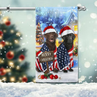Patriotic American Flag Santa Hat Dog Flag, Labrador Christmas Garden Flag, Double-Sided Lab Holiday Yard Flag, Dog Lover Xmas Decor
