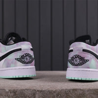 Low Top Sneakers, Black Green Colorway, Tie Dye Pattern, Gradient Colorway, Lace Up Design, Casual Gift for Sneaker Fans
