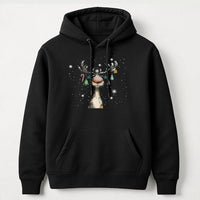 Humorous Decorated Antlers Christmas Sweatshirt, Adorable Reindeer Hoodie, Festive Holiday Animal Pullover, Comfy Winter Xmas Sweater