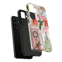 Holiday Snowflake Tough Phone Case, Christmas Santa Reindeer Phone Case, Dual-Layer Winter Phone Case, Festive Xmas Phone Cover
