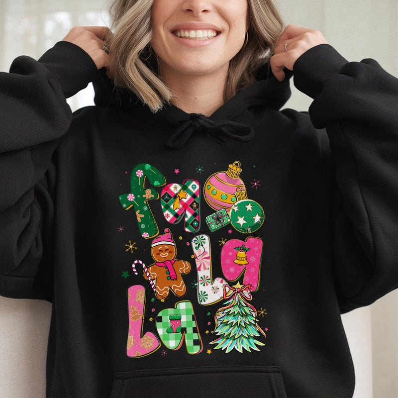 Adorable Gingerbread Man Festive Graphic Sweatshirt, Fa La La Christmas Hoodie, Retro Holiday Cookie Pullover, Merry Xmas Holiday Apparel