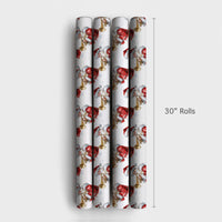 Christmas Musician Wrapping Paper Roll, Watercolor Santa Trumpet Wrapping Paper, Vintage Santa Gift Wrap, Holiday Music Wrapping Paper Roll