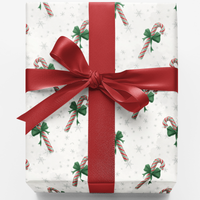 Festive Red Green Gift Wrap, Candy Cane Christmas Wrapping Paper, Adorable Candy Cane Wrapping Paper, Xmas Present Wrap, Holiday Gift Wrap Roll