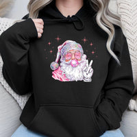 Retro Bubblegum Santa Claus Hoodie, Disco Santa Hoodie, Adorable Christmas Graphic Hoodie, Festive Holiday Pullover Sweatshirt, Present for Her