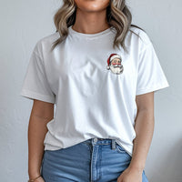 Minimalist Santa Graphic Tee, Santa Claus Pocket Shirt, Festive Christmas T-Shirt, Holiday Season Pocket Shirt, Adorable Xmas Shirt Present