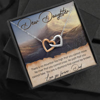 Polished Steel Double Heart Pendant, Interlocking Hearts Necklace for Daughter from Dad, Birthday Christmas Jewelry Present for Her