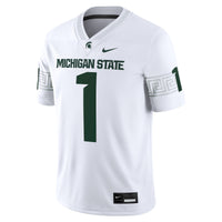 #1 White Michigan State Spartans Game Jersey