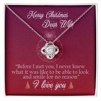 18k Gold Stainless Steel Love Knot Pendant, Christmas Love Knot Necklace for Wife, Message Card Holiday Necklace, Romantic Present for Her