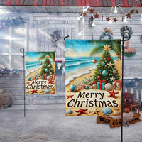 Tropical Merry Christmas Yard Flag, Beach Christmas Garden Flag, Double Sided Coastal Holiday Lawn Flag, Ocean Lover Winter Yard Decor