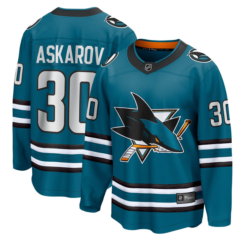 San Jose Sharks Yaroslav Askarov Teal Home Breakaway Jersey