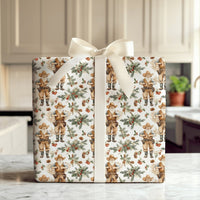 Rustic Country Christmas Gift Wrap, Western Cowboy Santa Wrapping Paper, Cowboy Hat Santa Holiday Paper, Pinecone Present Wrapping Roll