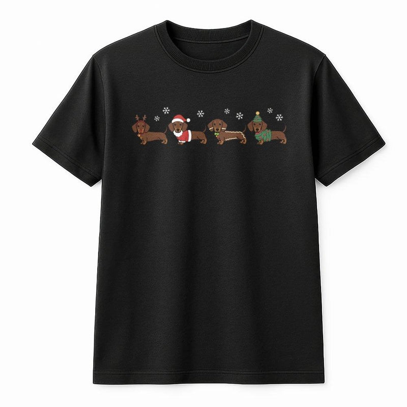 Humorous Wiener Dog Holiday Shirt, Dachshund Christmas T-Shirt, Adorable Animal Graphic Tee, Retro Xmas Puppy T-Shirt, Dog Lover Winter Present