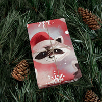 Adorable Winter Animal Gift Wrap, Santa Hat Raccoon Wrapping Paper, Christmas Raccoon Wrapping Paper, Holiday Forest Gift Wrap