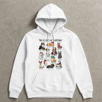 Festive Kitten Illustration Sweatshirt, 12 Cats of Christmas Hoodie, Adorable Cat Lover Holiday Pullover, Humorous Pet Owner Hooded Sweater Present