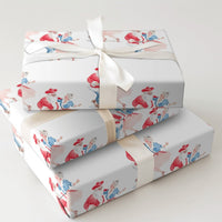 Watercolor Couple Holiday Gift Wrap, Dancing Santa Mrs Claus Wrapping Paper, Adorable Christmas Party Paper, Festive Couple Wrapping Paper