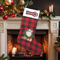 Calico Kitty Santa Hat Stocking, Personalized Cat Christmas Stocking, Custom Pet Christmas Stocking, Velboa Holiday Decor for Cat Lovers