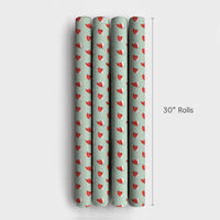 Mint Green Christmas Gift Wrap, Watercolor Santa Hat Wrapping Paper, Adorable Red Santa Hat Wrapping Paper, Secret Santa Holiday Gift Wrap Roll