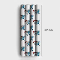 Watercolor Christmas Dolphin Wrapping Paper, Santa Hat Dolphin Wrapping Paper, Coastal Beach Holiday Wrapping Paper, Ocean Animal Gift Wrap