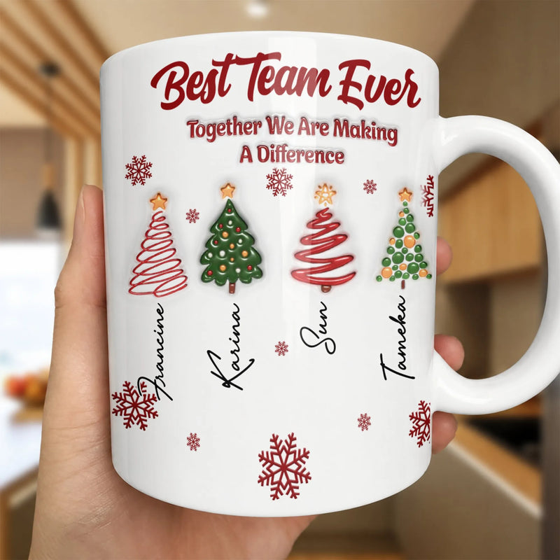 Personalized Coworker Appreciation Mug, Best Team Ever Christmas Mug, Corporate Office Holiday Ceramic Mug, Team Present Cup
