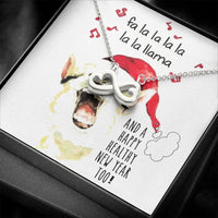 14k White Gold Holiday Pendant Necklace, Santa Llama Christmas Infinity Necklace, Festive Animal Charm Jewelry, Adorable Christmas Present for Her