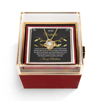 Rotating Rose Box Love Knot Pendant, Soulmate Love Knot Necklace, CZ Crystal Love Knot Necklace, Romantic Christmas Anniversary Present for Her