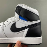 High Top Sneakers, Blue White Black Colorway, Lace Up Design, Casual Gift for Sneaker Fans