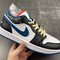 Low Top Sneakers, Blue White Black Colorway, Lace Up Design, Casual Gift for Sneaker Fans