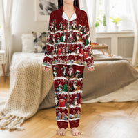 Christmas Dog Pajamas, Bernese Mountain Dog Pajama Set, Holiday Satin Pajama Set, Winter Berner Sleepwear, Adorable Dog Lover Present for Her