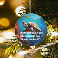 Ocean Life Inspirational Quote Ornament, Sea Turtle Christmas Ornament, Ceramic Tree Ornament, Coastal Holiday Decor, Turtle Lover Present