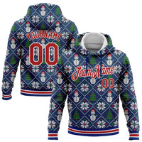 Personalized Name and Number Hoodie, Custom Christmas Ugly Sweater Hoodie, Festive Holiday Pullover Hoodie, Xmas Sports Fan Sweatshirt