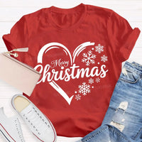 Festive Holiday Snowflake Christmas Shirt, Christmas Snowflakes and Hearts T-Shirt, Adorable Winter Graphic Tee, Holiday Present Christmas T-Shirt