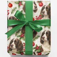 Dog Lover Holiday Gift Wrap, English Springer Spaniel Christmas Wrapping Paper, Puppy Pet Pattern Wrapping Paper, Festive Winter Gift Wrap