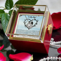 Rotating Rose Box Love Knot Pendant, Love Knot Necklace for Wife, CZ Crystal Knot Necklace, Romantic Christmas Present, Anniversary Jewelry