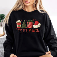 Adorable Christmas Coffee Sweatshirt, Tis the Season Sweatshirt, Holiday Tree Graphic Crewneck Sweatshirt, Winter Xmas Pullover, Present for Her