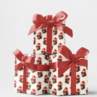 Adorable Chimp Holiday Gift Wrap Roll, Santa Monkey Christmas Wrapping Paper, Humorous Animal Xmas Wrapping Paper, Festive Kids Present Supplies