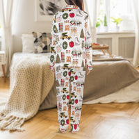 NYC Holiday City Pajama Set, Christmas New York Satin Pajama Set, Winter Aesthetic Loungewear, Silky Long Sleeve Pajama Set, Festive Present