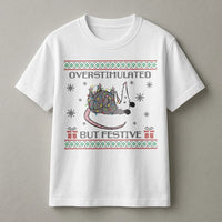 Humorous Christmas Holiday Possum Shirt, Overstimulated but Festive Possum T-Shirt, Retro Possum Graphic Tee, Animal Meme Lover Xmas Present