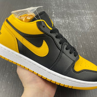 Low Top Sneakers, Black Yellow Colorway, Lace Up Design, Casual Gift for Sneaker Fans