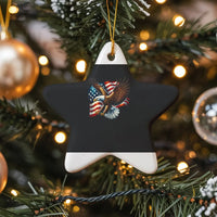 Patriotic Bald Eagle Xmas Ornament, American Flag Eagle Star Ceramic Ornament, US Flag Holiday Tree Ornament, Star Shaped Christmas Present